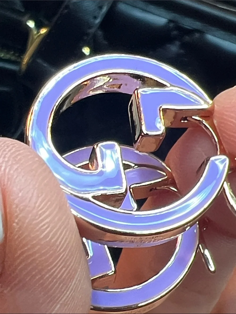 Gold-Tone Purple Enamel Hoop Earrings